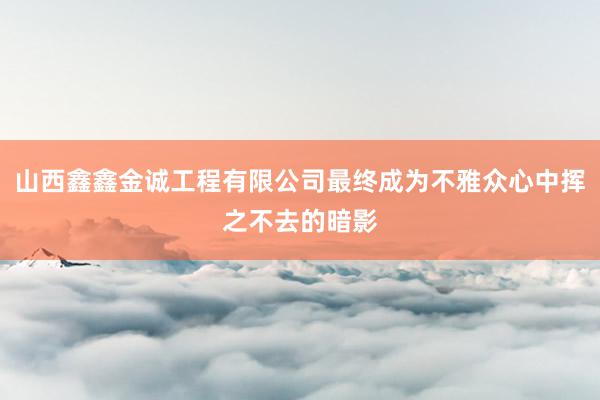 山西鑫鑫金诚工程有限公司最终成为不雅众心中挥之不去的暗影